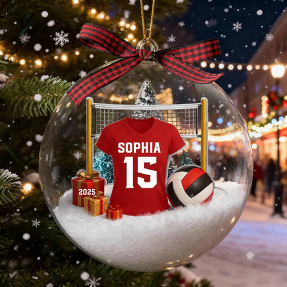 Snow Globe Ornament for Volleyball Players - Custom Jersey Design, Festive Tree Decor, Unique Christmas Gift