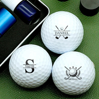 Personalized Golf Gift Set - Matching Embroidered Towel and Golf Ball Stamp with Custom Designs