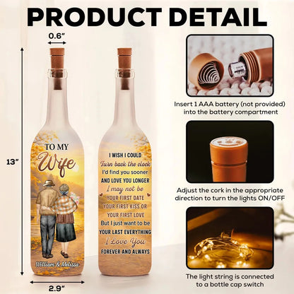 Personalized Bottle Lamp for Wife with I Wish I Could Love Quote, Cozy Warm Glow Night Light, Unique Romantic Gift
