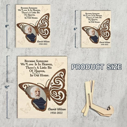 Personalized 2-Layer Wooden Plaque Butterfly Photo Tribute for Mom or Dad - I'm Always With You Unique Memorial Gift