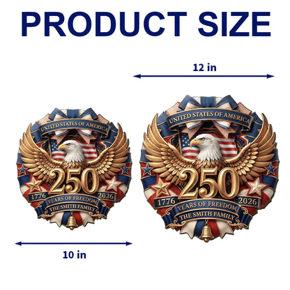 Personalized Patriotic Eagle Wooden Sign, United States of America Freedom Wreath Wall Decor, Unique Gift