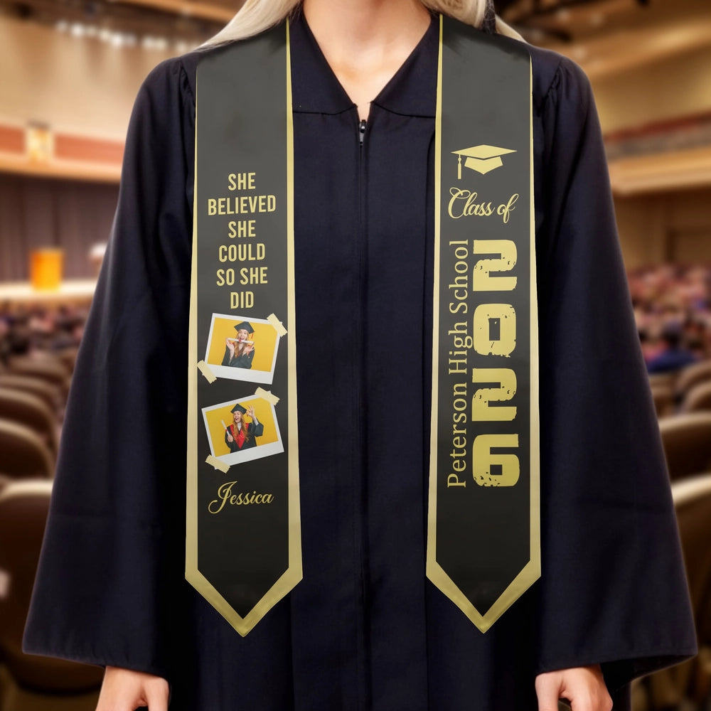 Class of Graduation Polyester Satin Stole, Personalized Photo Keepsake ...