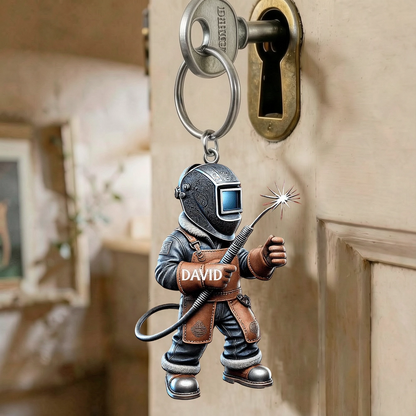 Custom Name Welder Acrylic Keychain Bright Color Charm For Work Gear Or Keys A Fun Unique Gift