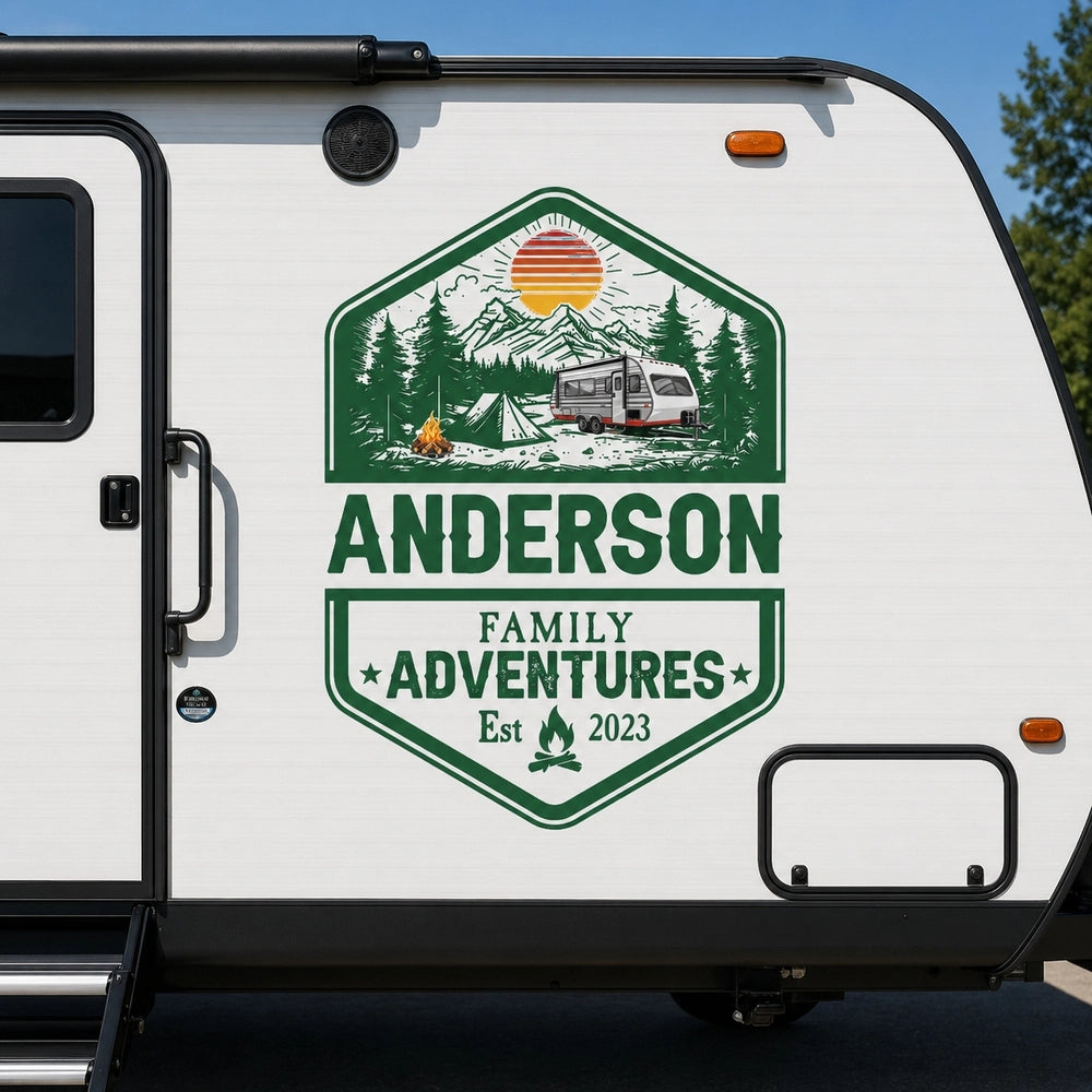 Personalized Rv Tags Personalized Sticker Decal for RV Camper Family Adventures Badge, Moun ...