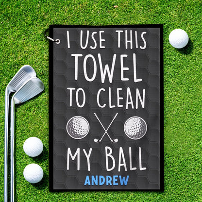 Personalized Waffle Weave Golf Towel Funny 'I Use This Towel To Clean My Ball' Unique Gift for Golfers