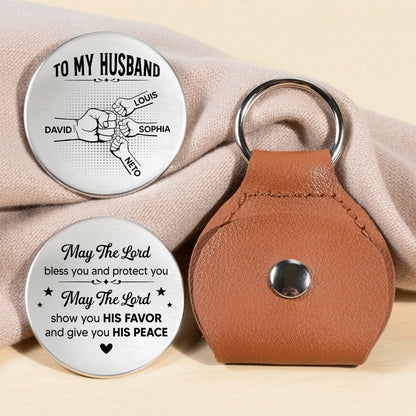 Personalized Pocket Hug for Husband, Custom Blessing Token with Fist Bump Art, Unique Gift