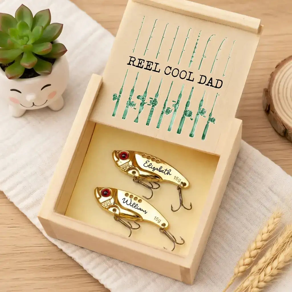 Custom Stainless Steel Fishing Lure with Fishing Rod Art, Creative Gift for Dad Who Loves Fishing