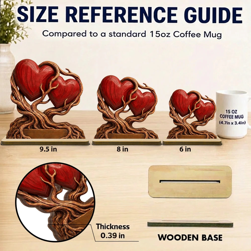 Personalized 2-Layer Wooden Plaque With Heart Tree, Our Roots Run Deep, Unique Gift For Couple