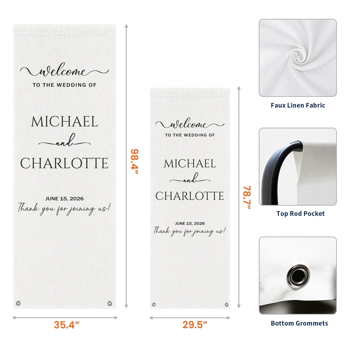 Welcome Banner For Wedding, Custom Script Sign With Soft Floral Decor, Creative Gift For Couple