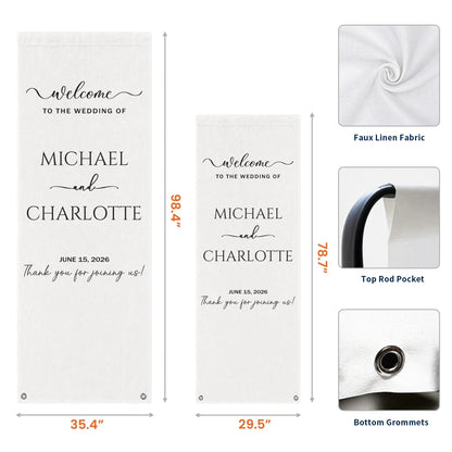 Welcome Banner For Wedding, Custom Script Sign With Soft Floral Decor, Creative Gift For Couple