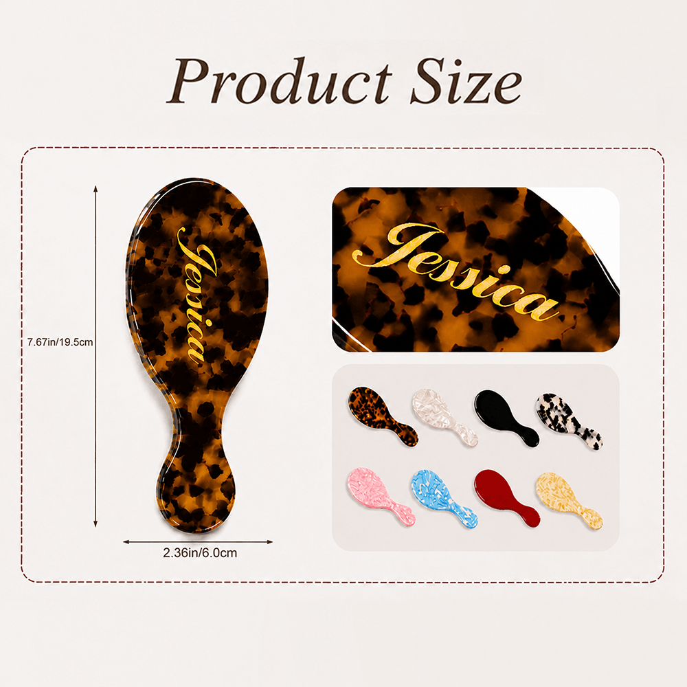 Custom Name Hair Brush for Women, Luxury Marbled Acetate Brush, Personalized Beauty Gift for Birthday, Bridesmaid & Special Occasions