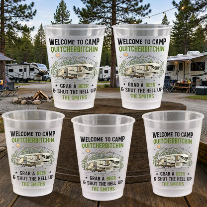 Frosted Plastic Cup for Camping Party, Personalized RV Camp Humor, Unique Creative Gift for Campers