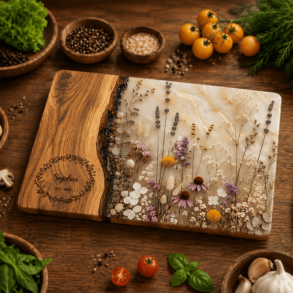 Personalized Tempered Glass Cutting Board, Stain Resistant & Odor Resistant Kitchen Board with Custom Name, Easy Clean Gift for Home Cooks