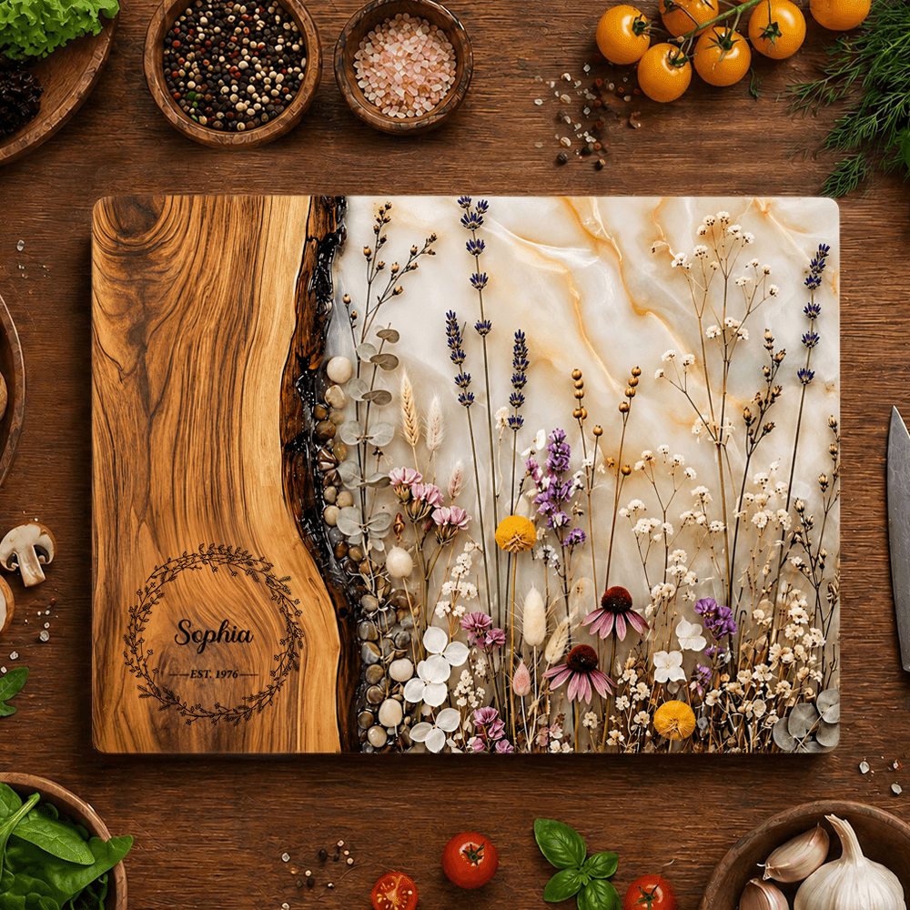 Personalized Tempered Glass Cutting Board, Stain Resistant & Odor Resistant Kitchen Board with Custom Name, Easy Clean Gift for Home Cooks