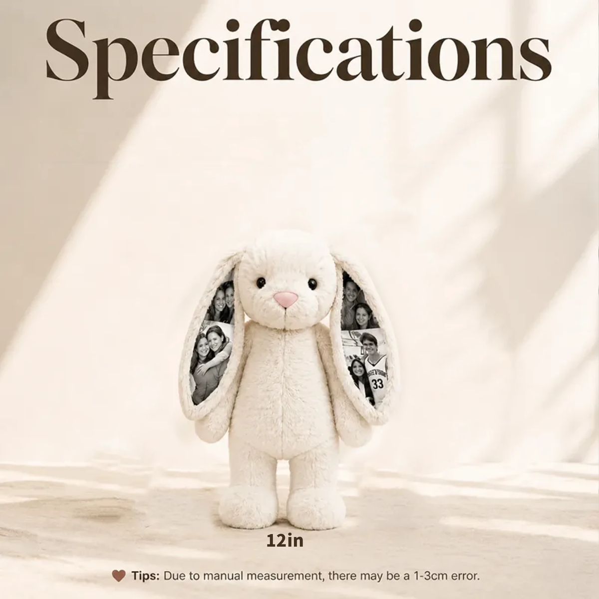 Multi-Print Plush Bunny With Love You Always Photo Collage, Cozy Bedroom Keepsake, Unique Creative Gift for Partner