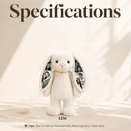 Multi-Print Plush Bunny With Love You Always Photo Collage, Cozy Bedroom Keepsake, Unique Creative Gift for Partner