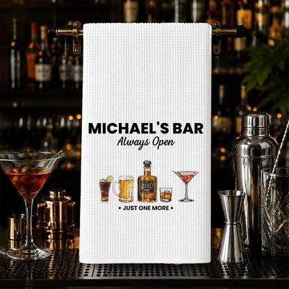Personalized Home Bar Gift, Choose a Custom Kitchen Towel or Rubber Bar Mat, Perfect for Home Bartenders