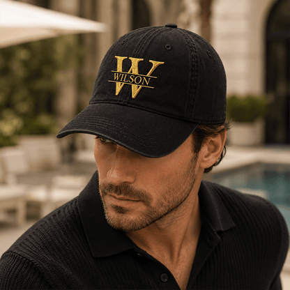 Personalized Initial & Name Embroidered Cap, Custom Monogram Washed Cotton Hat, Stylish Gift for Him