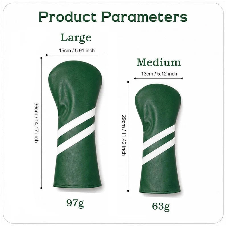 Personalized  Leather Golf Club Headcover, Green or White Monogram Design, Unique Gift for Golfers