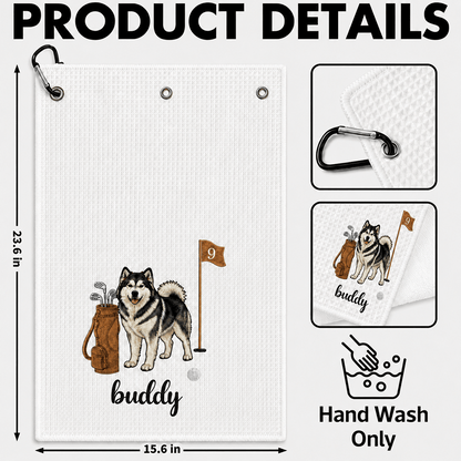 Personalized Embroidered Golf Towel with Custom Pet Portrait & Name, Unique Golf Gift for Golfers and Pet Lovers
