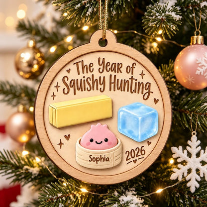 Wooden Ornament, Personalized Cute Squishy Keepsake with Playful Lettering, Creative Gift for Squishy Lovers