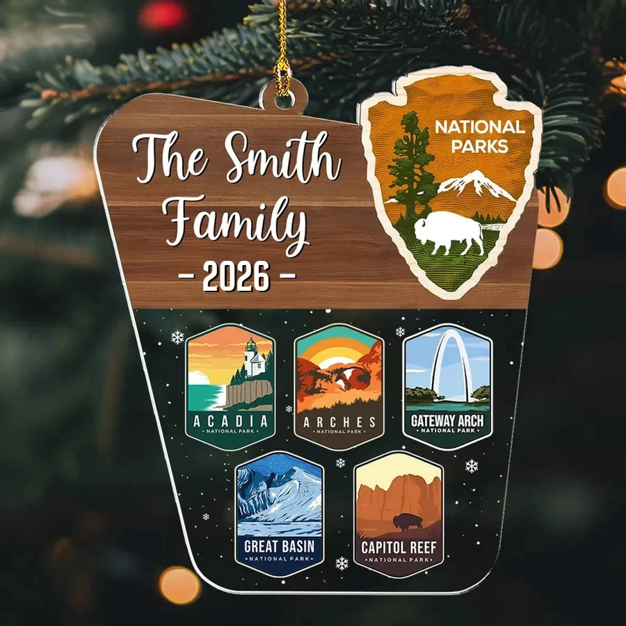 Personalized National Parks Acrylic Ornament, Scenic Christmas Tree Keepsake, Unique Gift for Family