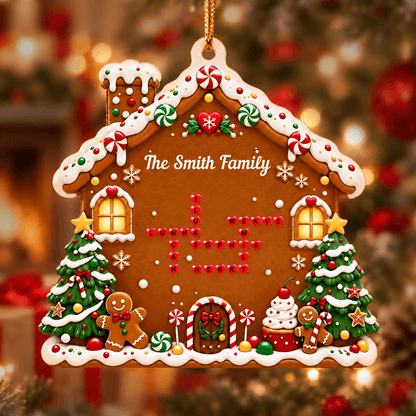 2-Layer Wooden Ornament, Personalized Family Word Puzzle in a Gingerbread House, Creative Christmas Keepsake Gift