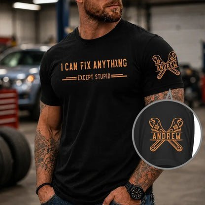 Personalized Dual Print Classic Tee, I Can Fix Anything Humor, Creative Gift for the Fixer in Your Life