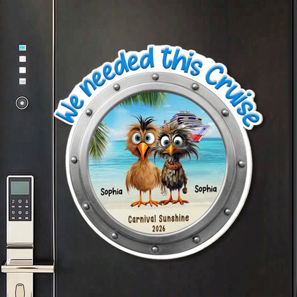 Acrylic Magnet Personalized Cruise Door Magnet with Funny Whimsical Bird Couple Ocean Scene Sweet Trip Memory Unique Gift