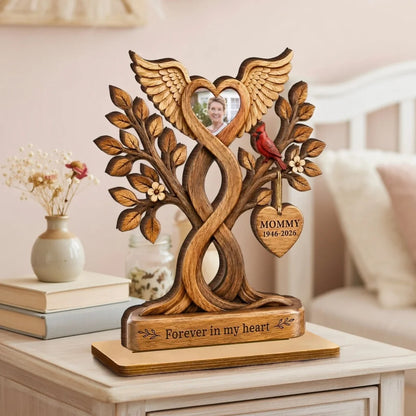 Forever in My Heart Personalized 2-Layer Wooden Plaque, Creative Remembrance Gift for Mom and Loved Ones