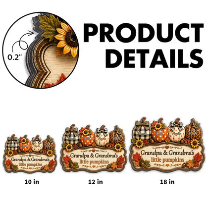 Personalized Wooden Sign With Fall Pumpkins, Unique Creative Gift For Grandparents & Kitchen Decor