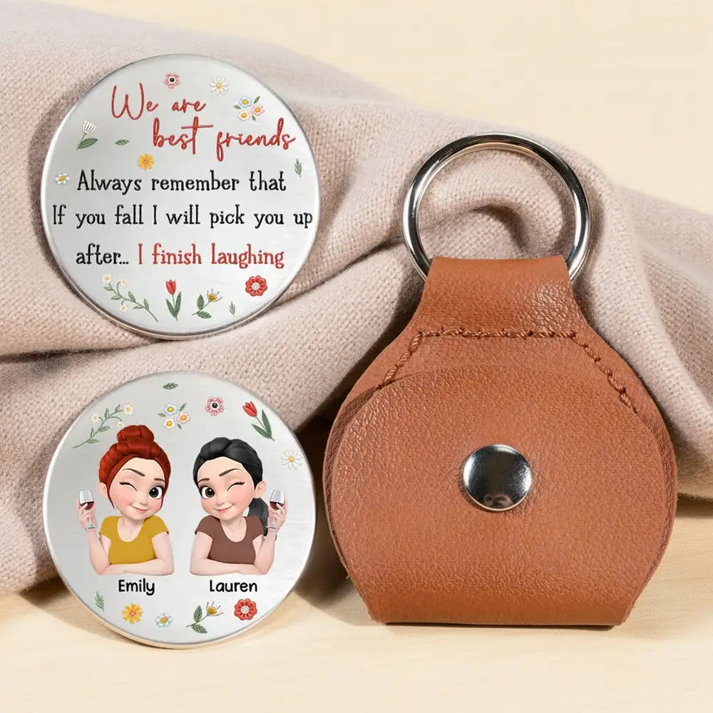 Personalized Pocket Hug with Cartoon Friends, Unique Keepsake Gift for Friend, Funny Floral Quote