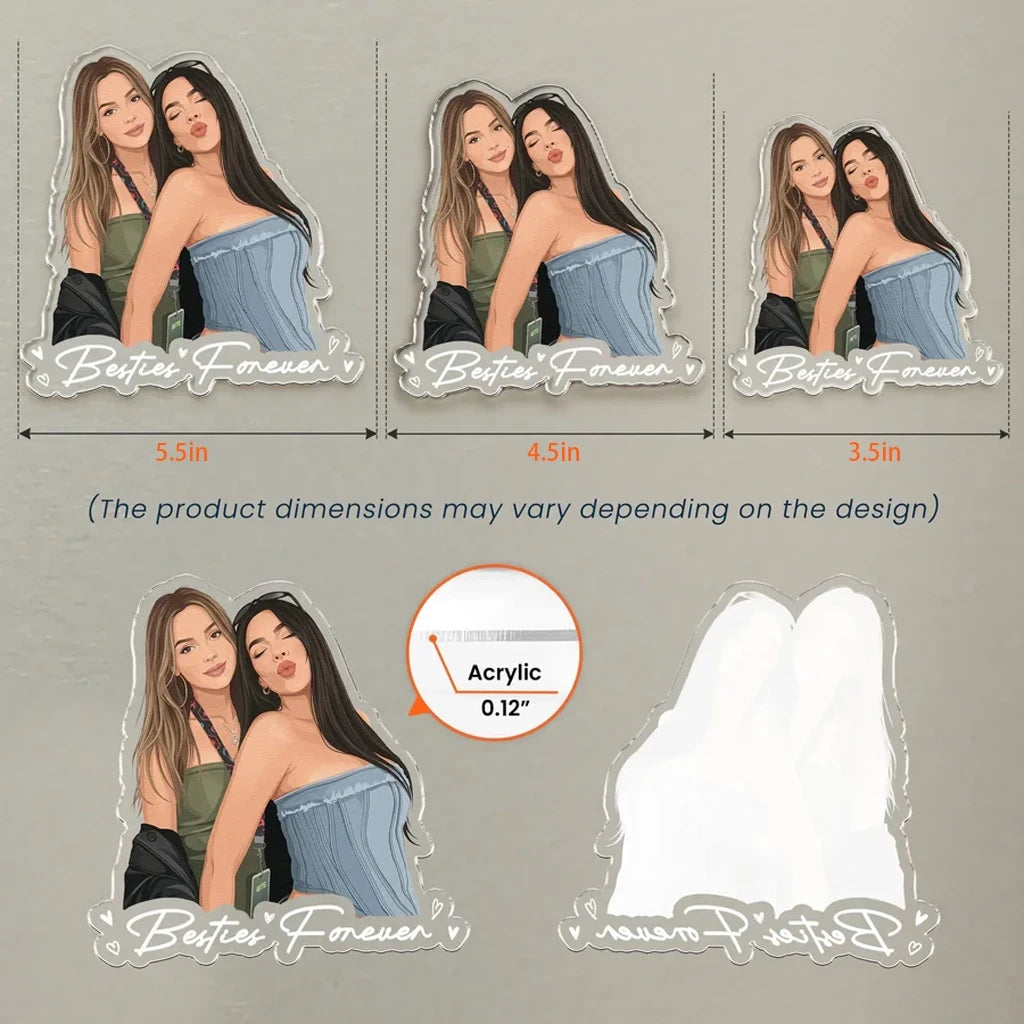 Personalized Acrylic Magnet From Photo, Friends Sipping Drinks Art, Unique Gift for Close Friend