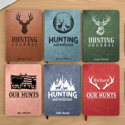 Leather Journal Deer Hunting Journal with Stag & Forest Cover for Hunting Adventures Unique Gift for Husband Dad Grandpa