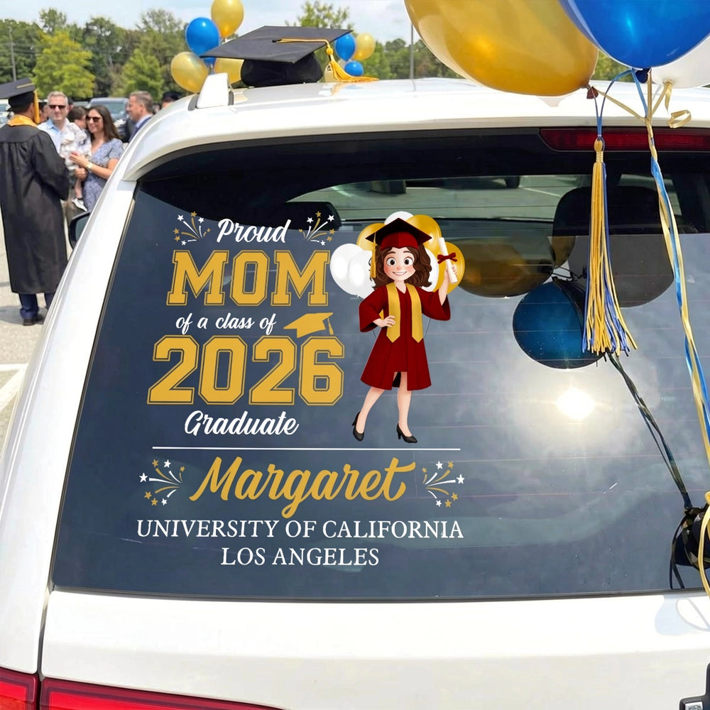 Personalized Graduation Sticker Decal - Bold Gold Black Senior Car Decal for Parade Photos, Unique Creative Gift for a Grad
