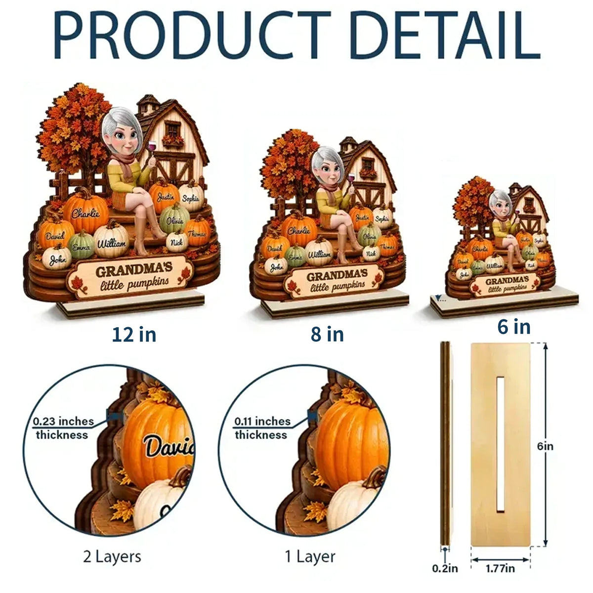 Grandma's Little Pumpkins Personalized Wooden Plaque, Heartfelt Autumn Keepsake, Creative Gift for Grandma