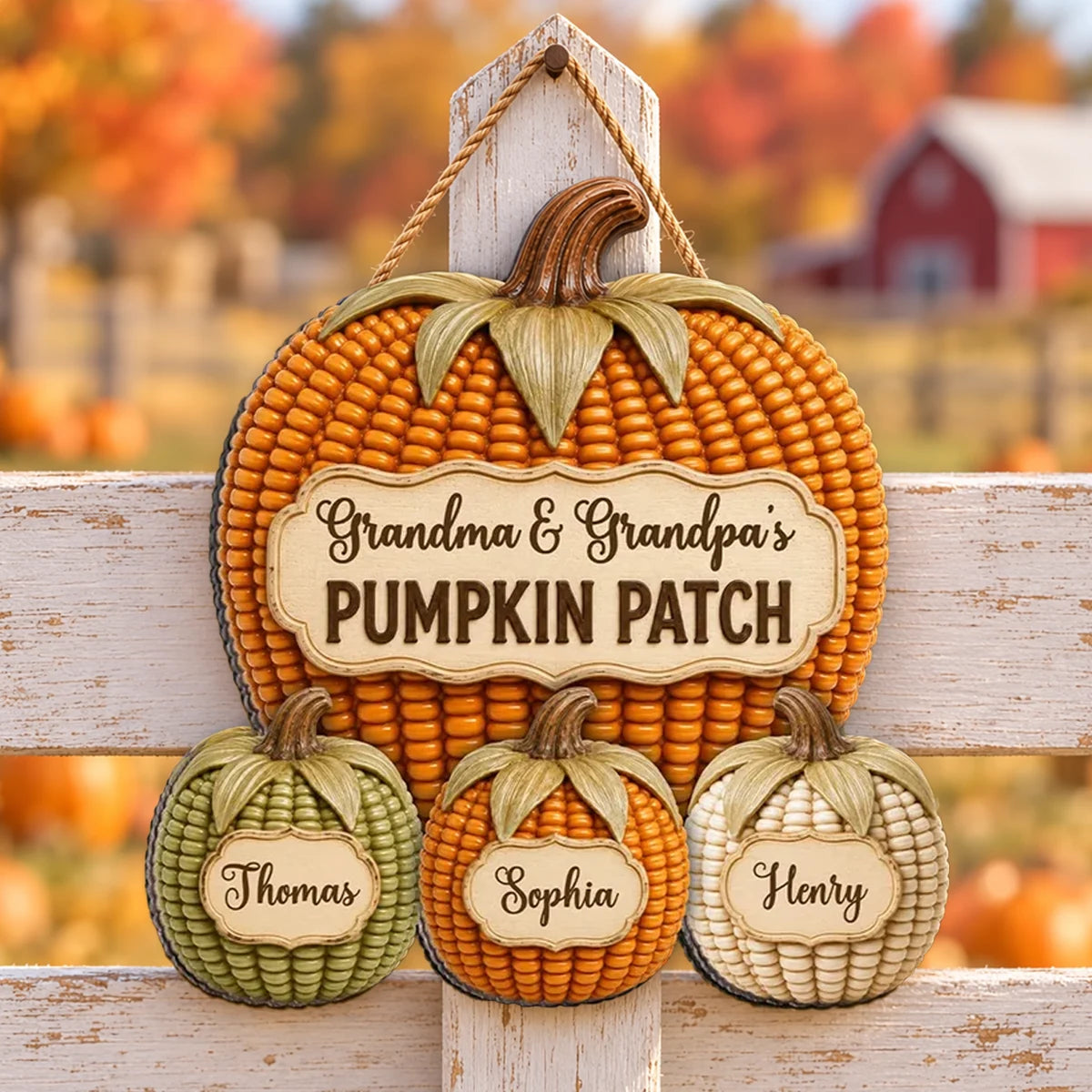 Personalized Wooden Sign, Grandma & Grandpa's Pumpkin Patch Fall Decor, Unique Gift for Grandparents