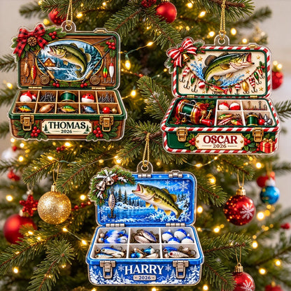 Fishing Memories Acrylic Ornament, Personalized Bass and Lure Scene, Creative Christmas Gift for Dad