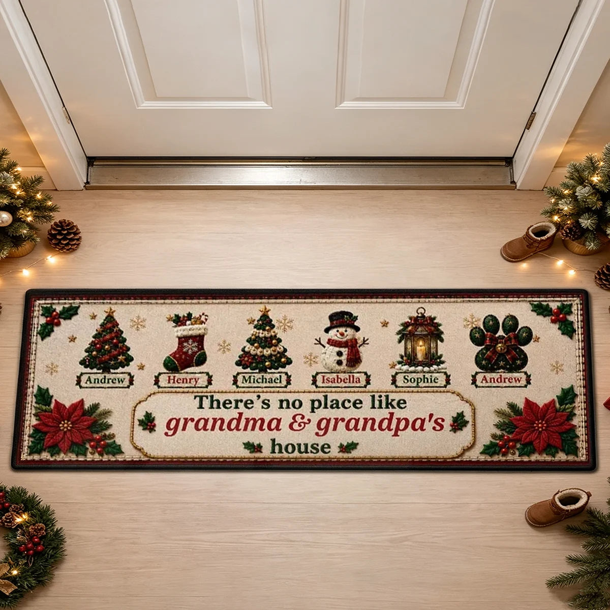 Personalized Standard Doormat, There's No Place Like Grandma & Grandpa's House, Creative Gift for Grandparents