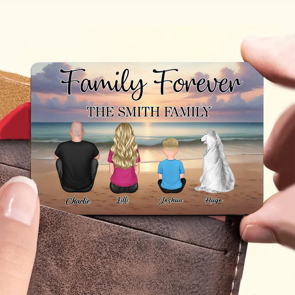 Family Forever Beach Design - Personalized Wallet Card, Blanket, Cotton Tote Bag, Wooden Carhanger, LED Plaque, Keychain and Poster, Unique Gift