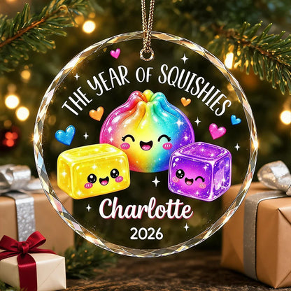 Personalized Crystal Ornament, Rainbow Squishies for a Christmas Tree, Unique Creative Gift for Kids