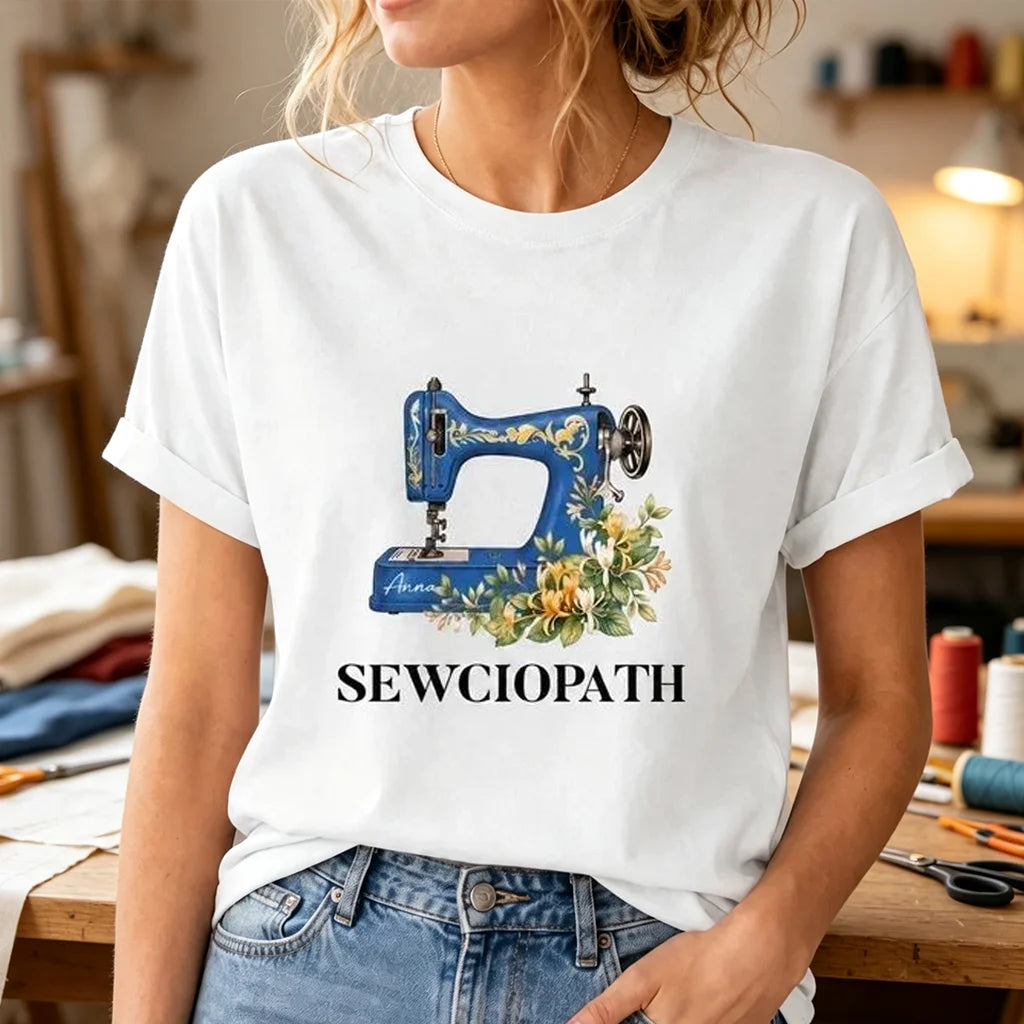Personalized Classic Tee with Funny Fabric Collecting Quote, Unique Sewing Gift for Mom, Grandma or Friend