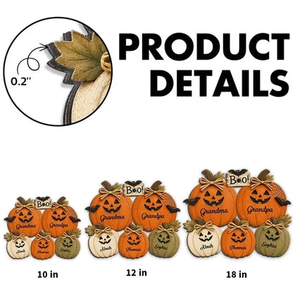 Personalized Wooden Sign with Grandma and Grandpa Pumpkins, Rustic Halloween Door Decor, Unique Gift for Grandparents