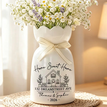Custom Scalloped Rim Ceramic Vase for New Home, Floral Display Creative Gift for Family & Couple