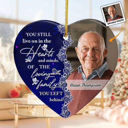 Acrylic Ornament Memorial Heart - Custom Photo, Deep Red Floral, Holiday Tree Keepsake - Unique Gift for Family