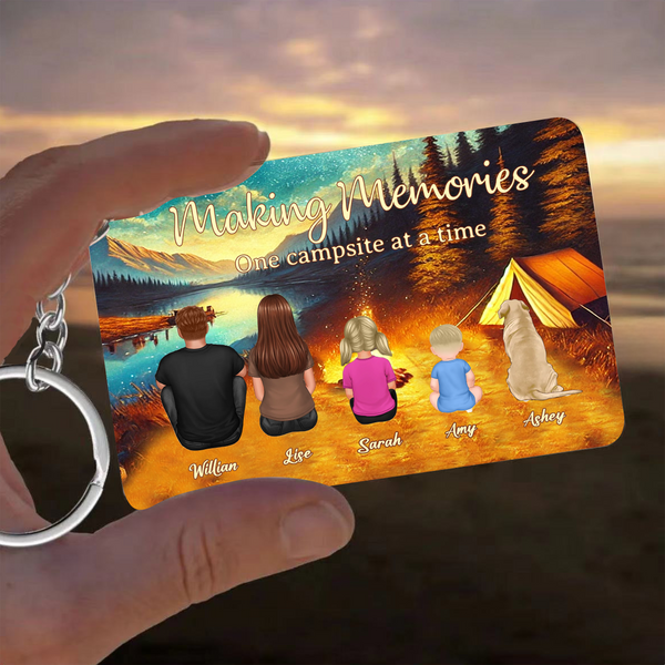 Making Memories Around the Campfire - Personalized Keychain, Poster or Canvas, Plaque, Wallet Card, Carhanger - Unique Family Camping Gift