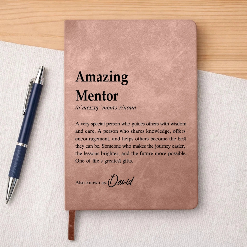 Personalized Leather Journal with Dictionary Style Difference Maker Quote, Unique Gift for Teacher or Mentor