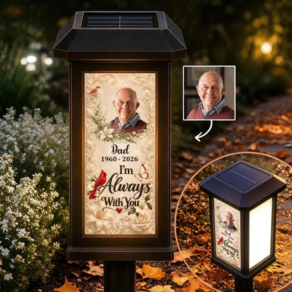 Personalized Solar Garden Stake Light, Cardinal Night Garden Memorial, Unique Remembrance Gift for Dad
