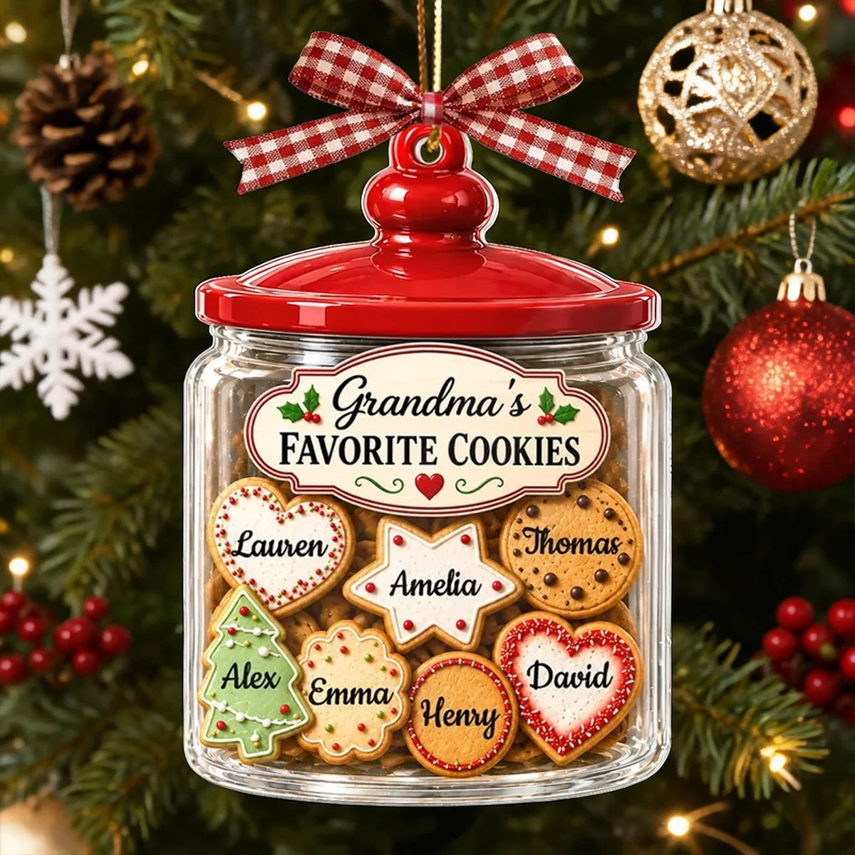 Personalized Acrylic Ornament, Grandma's Cookie Jar on a Christmas Tree, Unique Gift for Grandma