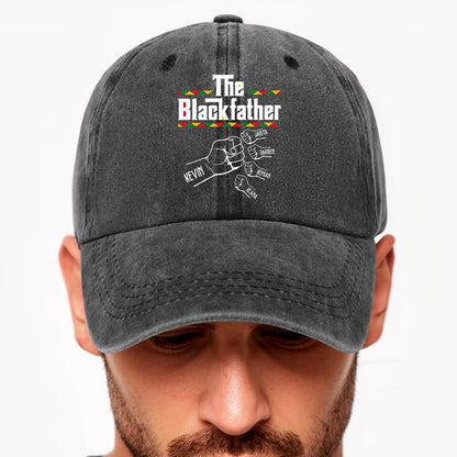 Personalized Washed Denim Baseball Cap, The Blackfather Design, Unique Custom Gift for Dad With a Relaxed Vintage Vibe